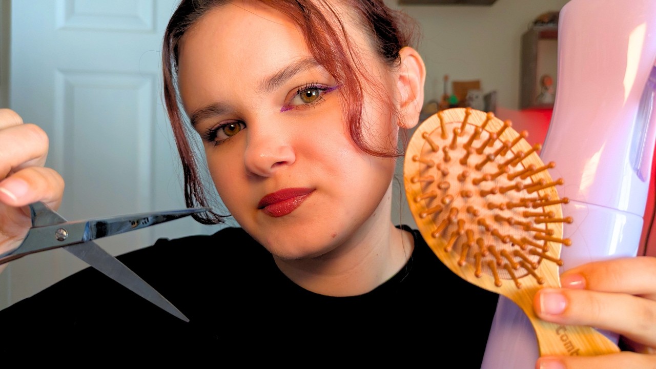 ASMR Relaxing Haircut, Brushing | No Talking, Tapping, For Sleep with Rain Sounds