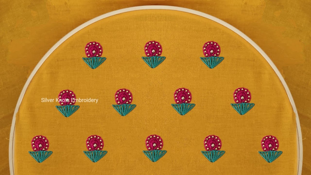 Small Butti Design For Blouse/ Dresses | All Over Butti Design With Bullion Knot and Blanket Stitch