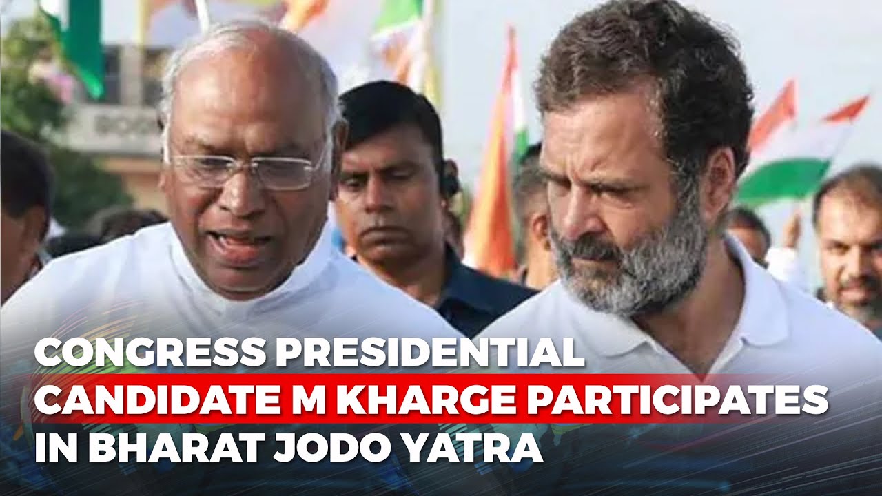 M Kharge Joins Rahul Gandhi's Bharat Jodo Yatra In Karnataka