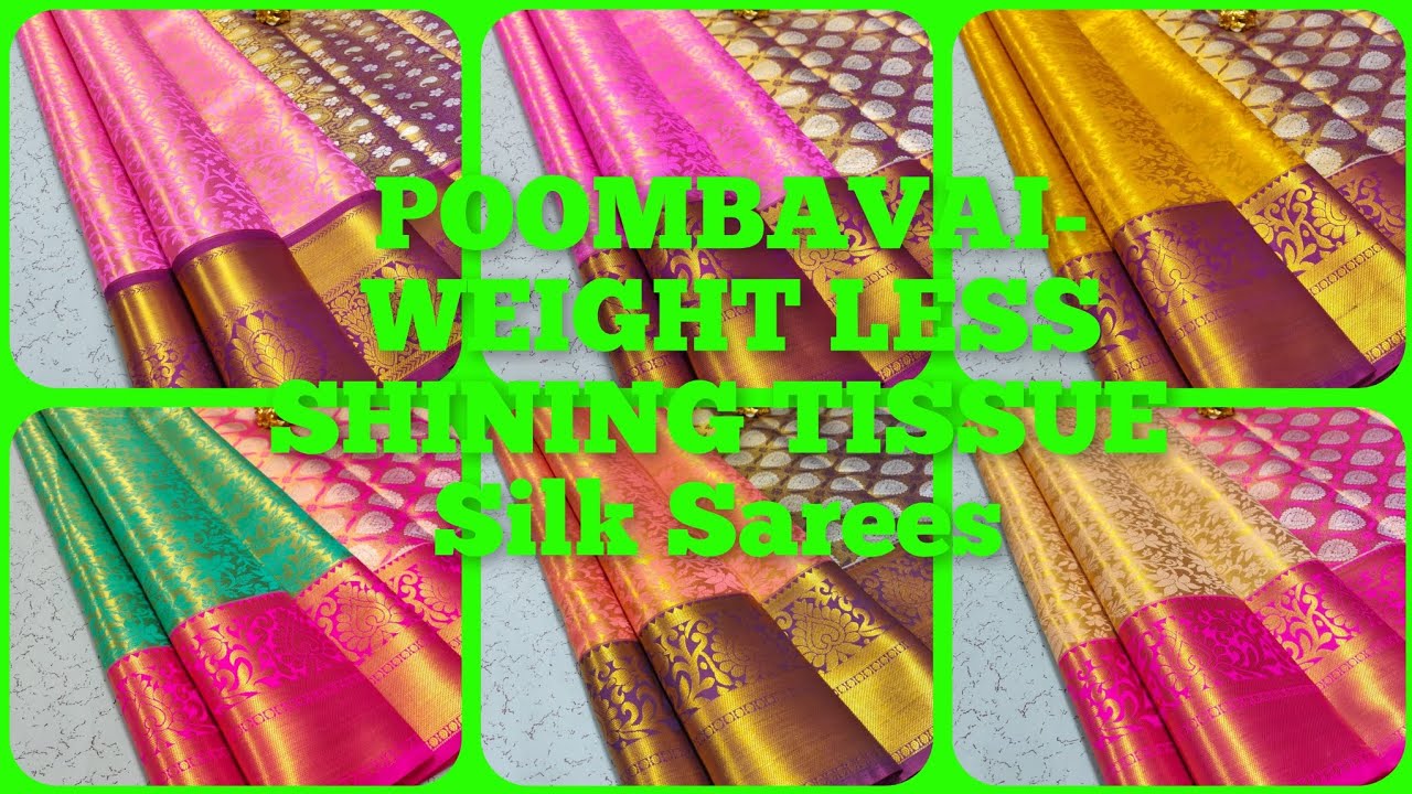 ✨️💥POOMBAVAI WEIGHT LESS SHINING TISSUE SILK SAREE New Arrivals Everyday@Fancy Boutique Collections