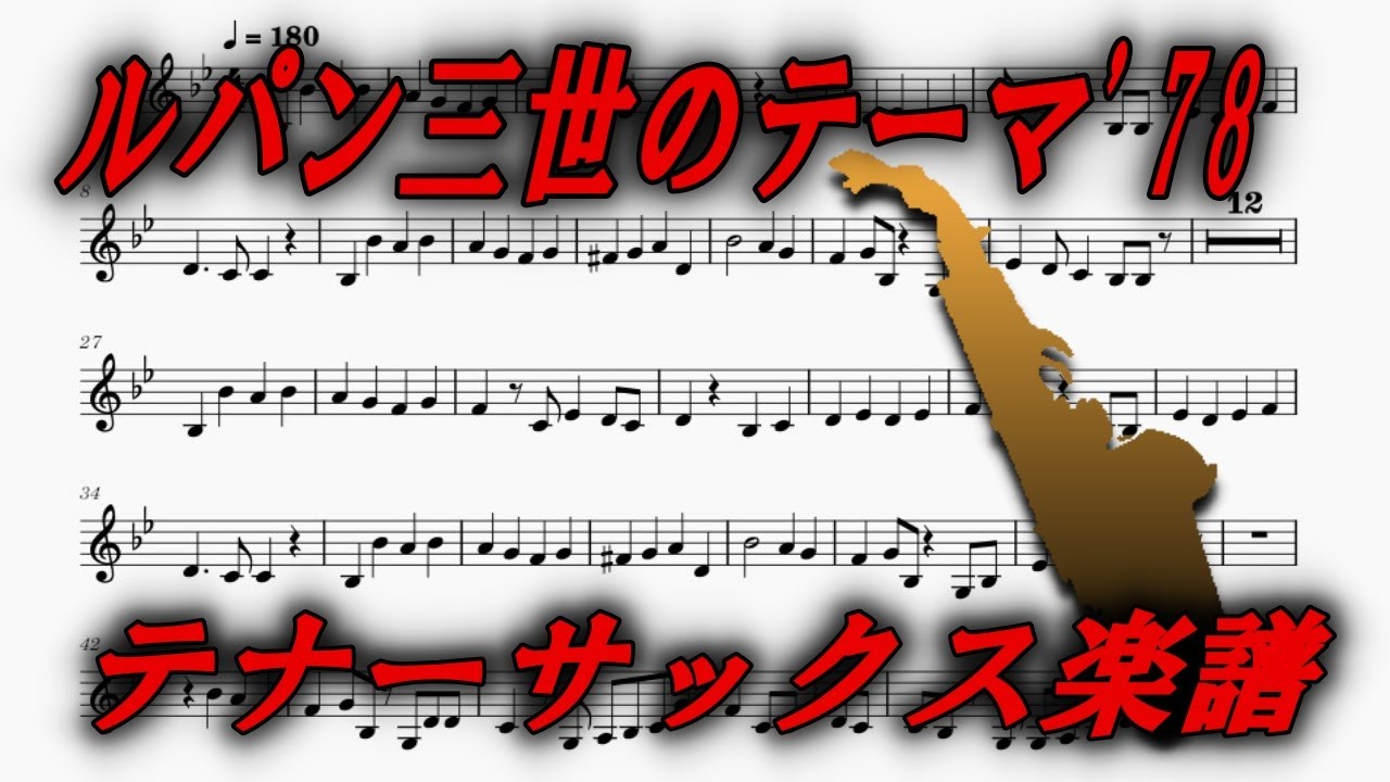 ルパン三世のテーマ'78（テナーサックス楽譜）Lupin The Third '78 (Tenor Saxophone Sheet Music)