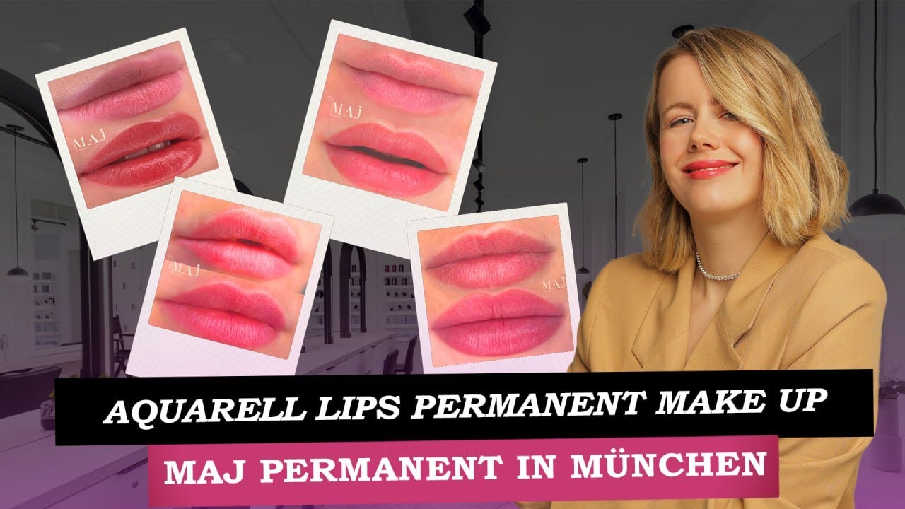 Aquarell Lips Permanent Make Up 👄 Vorher \ Nachher von MAJ Permanent in München 📍