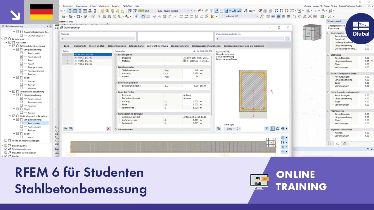 RFEM 6 für Studenten | Einführung in die Stahlbetonbemessung | 18.05.2022