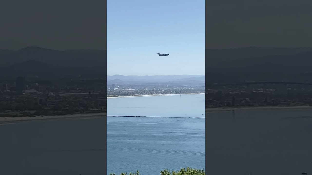 Jet Crosses San Diego Skyline | Ocean View
