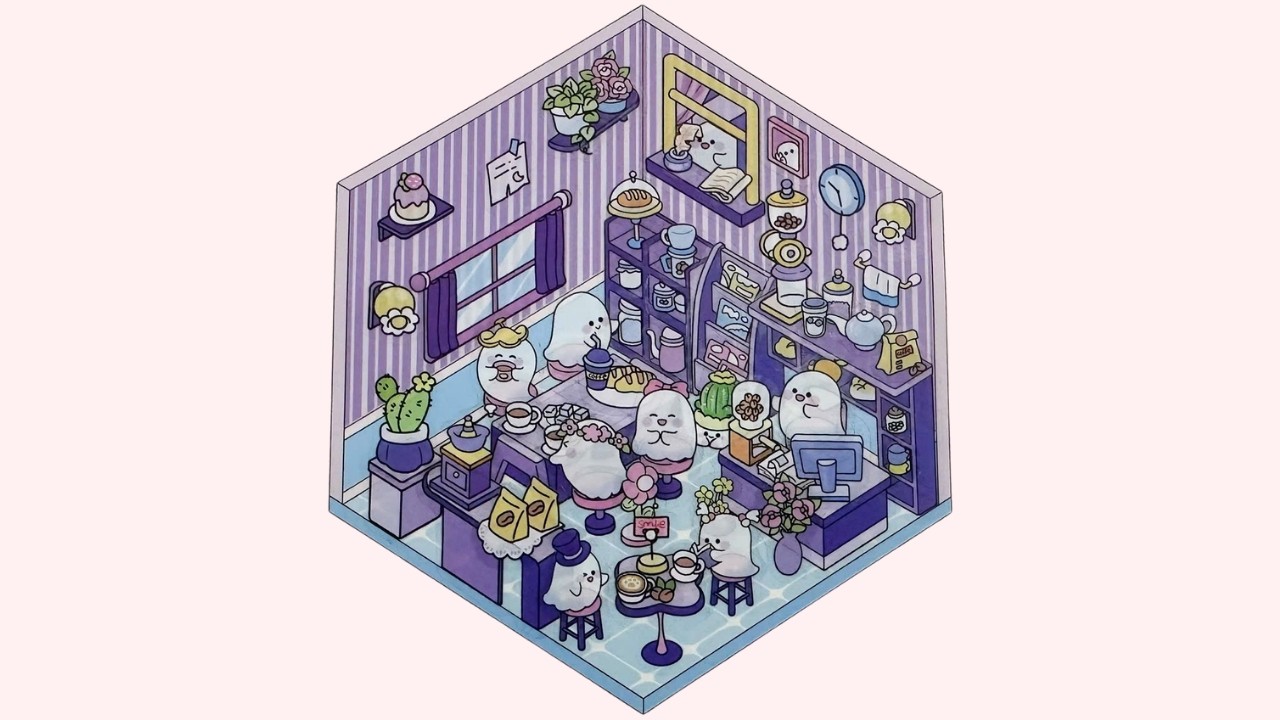 Satisfying 3D Sticker ASMR in a Cozy Mini Tea Shop