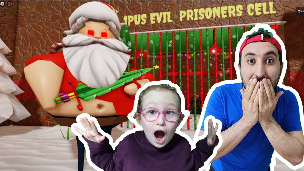 OYUNCAK HIRSIZI ÇİRKİN NOEL BABADAN KAÇIYORUZ 😱ROBLOX SANTA CLAUS BARRY'S PRISON RUN OBBY! OYUNA GEL