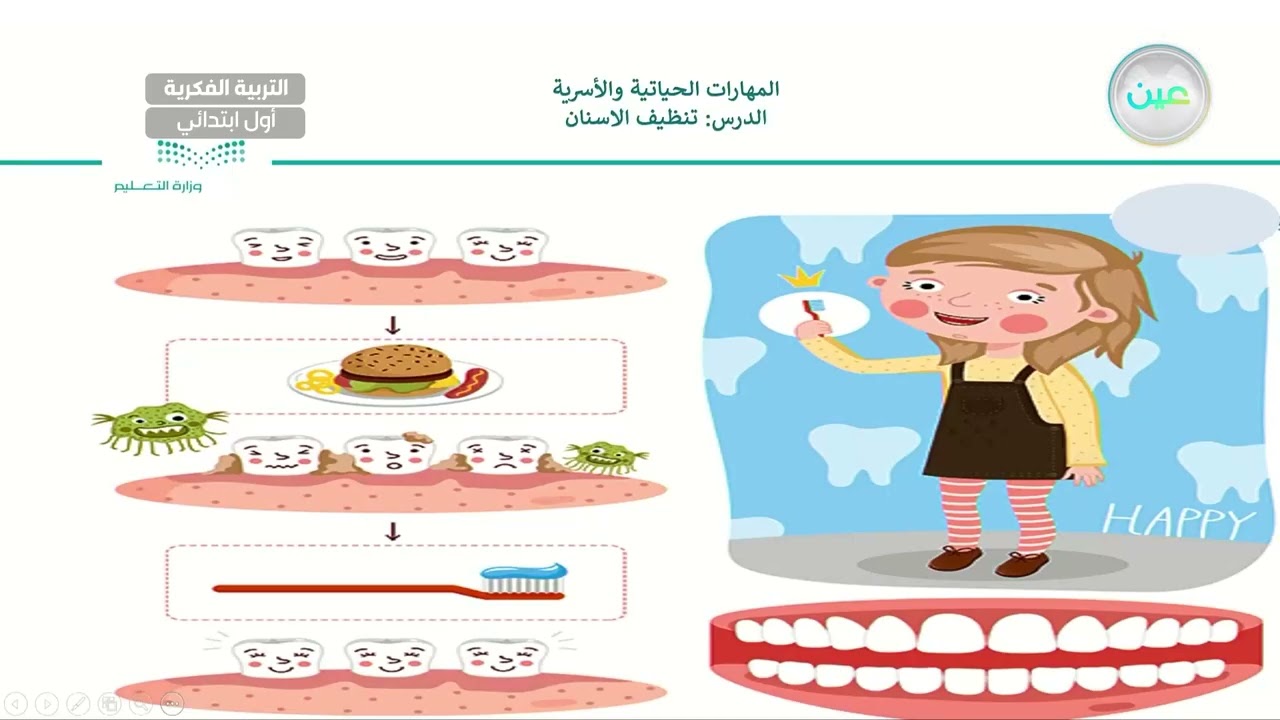 تنظيف الاسنان (1) - المهارات الحياتية والاسرية - أول ابتدائي فكري 1