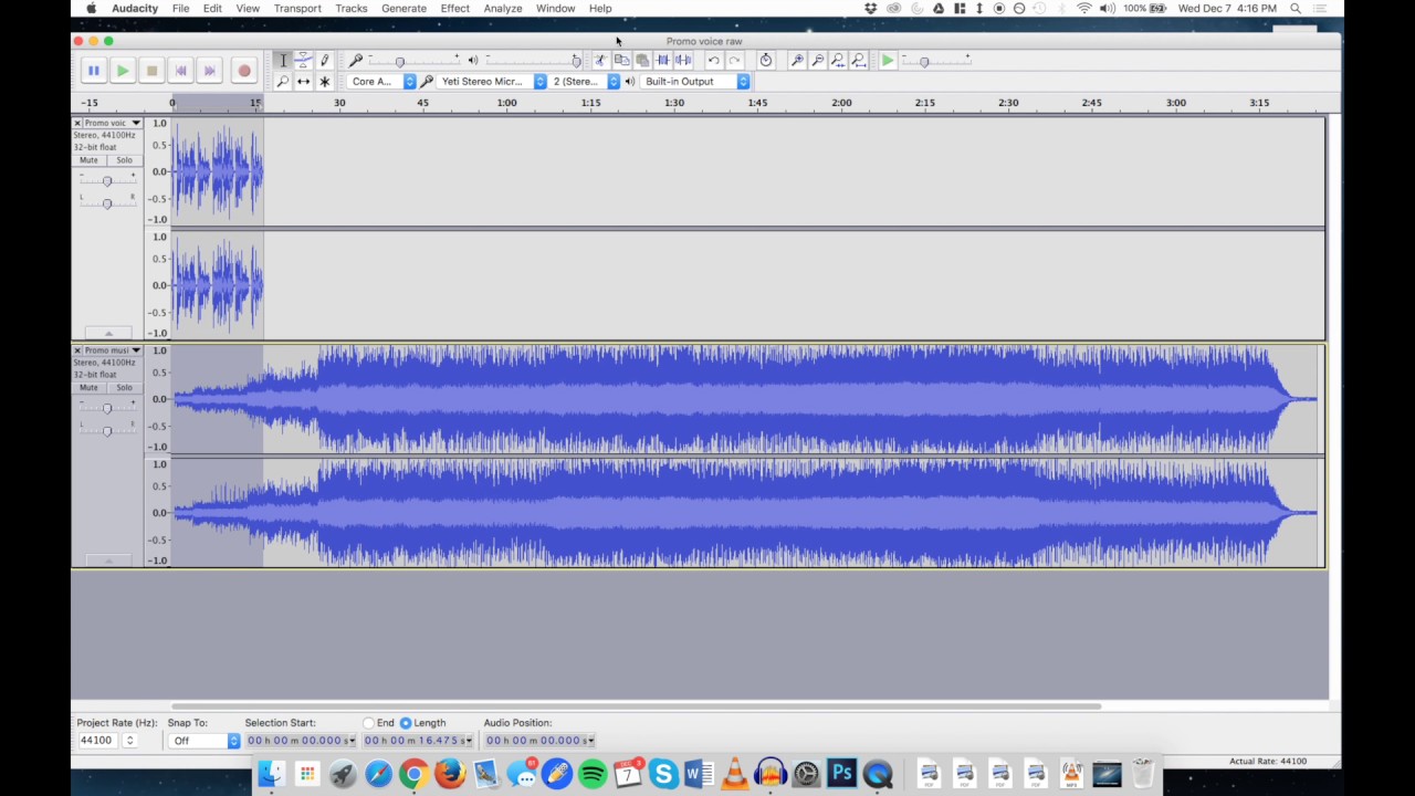 How to produce a radio promo with a music bed in Audacity