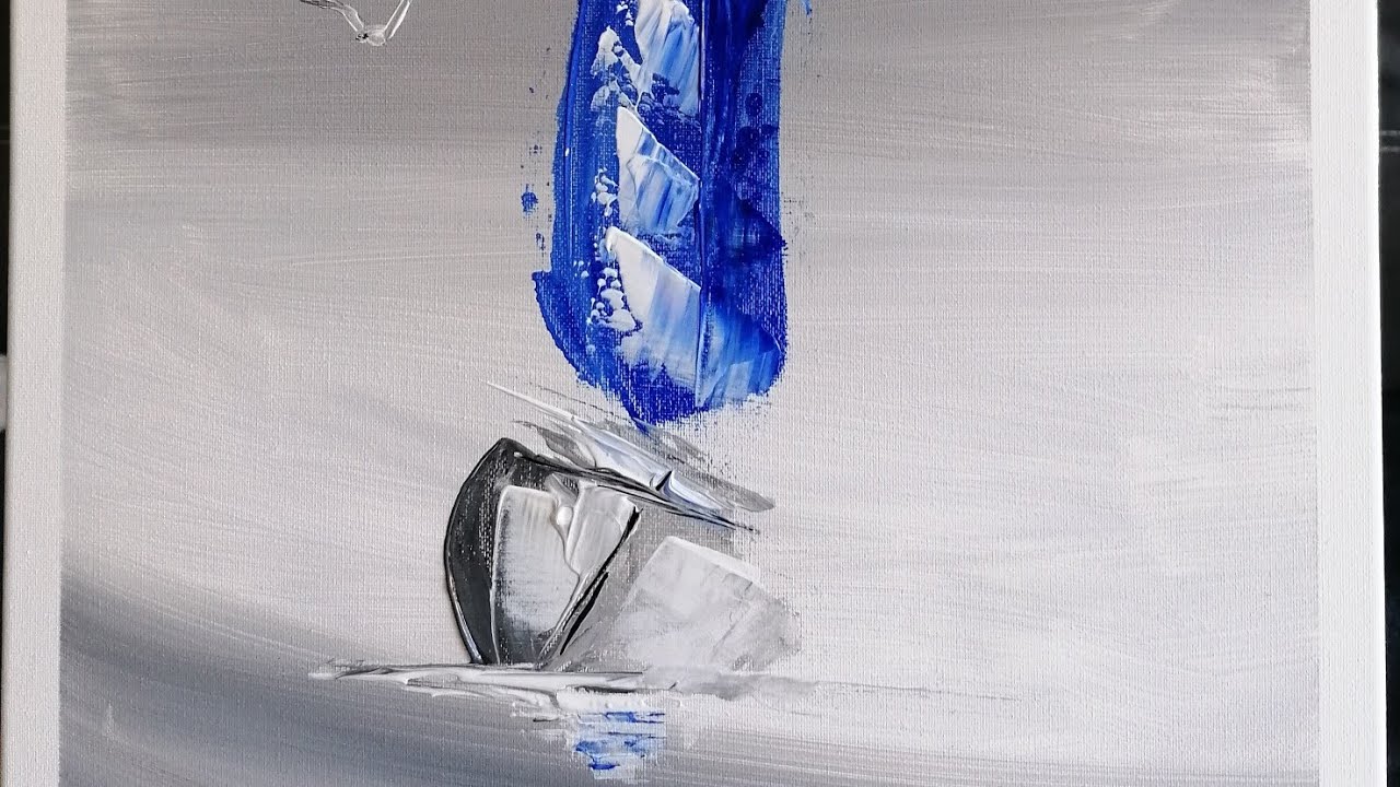 Tableau Voilier acrylique pour débutant Peinture couteau #abstract #painting #beginner sailing boat