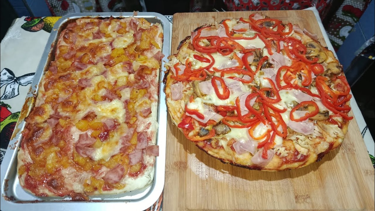 DELICIOSA PIZZA HAWAIANA Y POLLO CON CHAMPIÑONES/ NUBIA RECETAS FÁCILES.