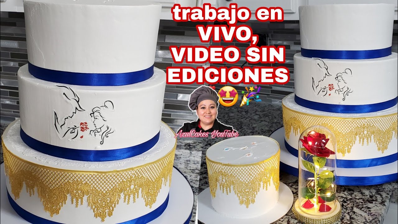 Pastel 15 Años tema LA BELLA Y LA BESTIA | AzulCakes
