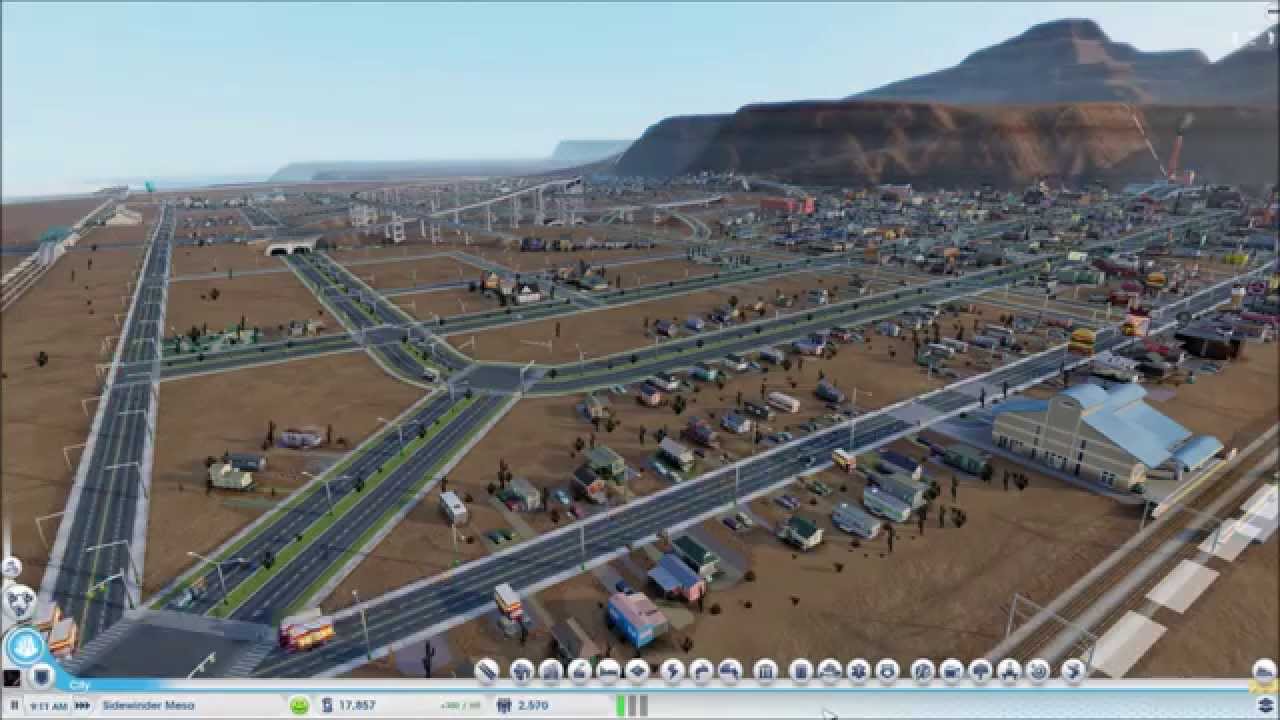 Sim City 2013 Timelapse with Mods - In Town Highway & Rail Line