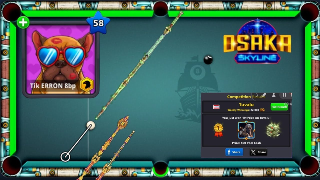 8 Ball Pool Road To Country Top 🥇  Osaka Unbelievable game play _Berlin Trick Shots