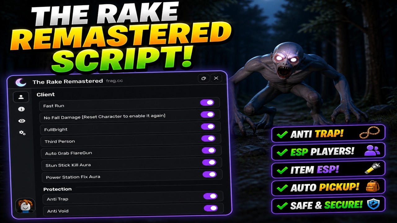 The Rake REMASTERED script – (Anti Trap, ESP)