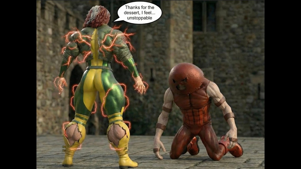 3D Muscle Comics - Rogue Becomes a Muscle Goddess | FMG Transformation Comic