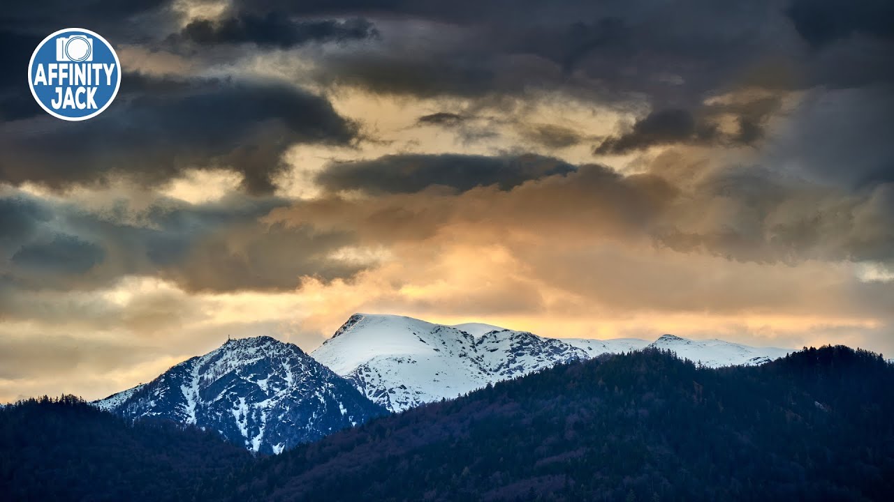 Affinity Photo - dramatischer Sonnenaufgang in den Bergen