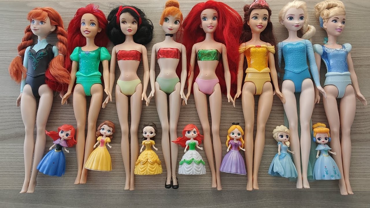 ASMR Most Popular Disney Princess Mattel Dolls   lots of colorful rainbow Dresses   unpacking to