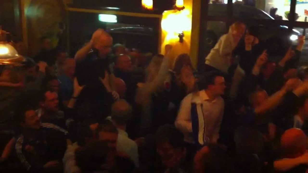 Chelsea - Barcelona , Torres goal celebration in Fulham Broadway Pub. champions league.