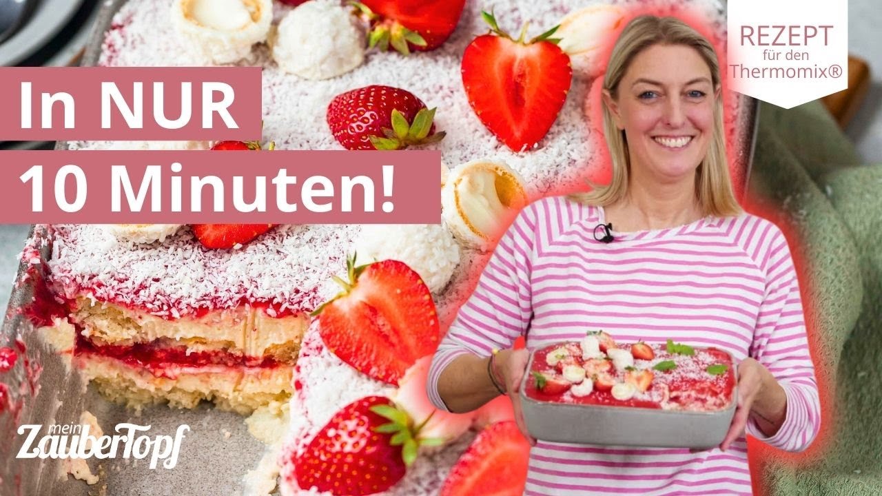 🍓🥥 Einfach & Fruchtig: Raffaello Erdbeer Tiramisu ohne Kaffee | Thermomix&reg; Rezept