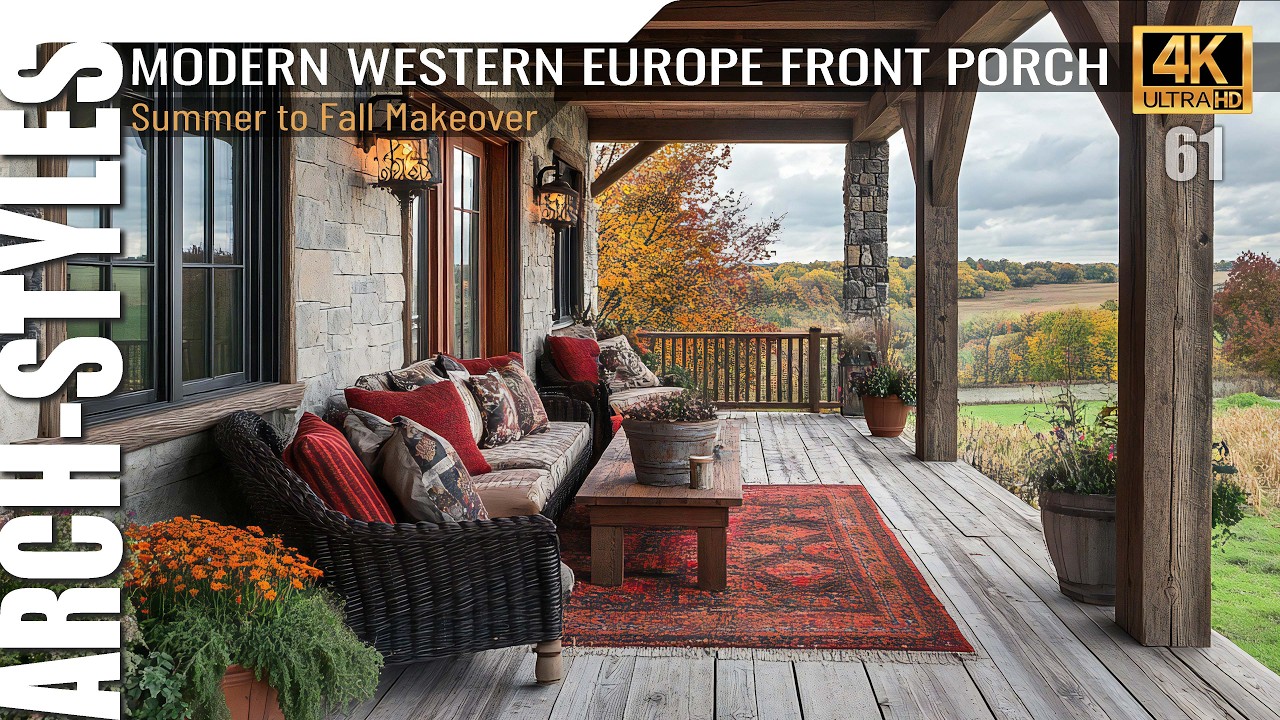 SUMMER FRONT PORCH TO FALL MAKEOVER: Modern Farmhouse with Western Europe Elegant Touches