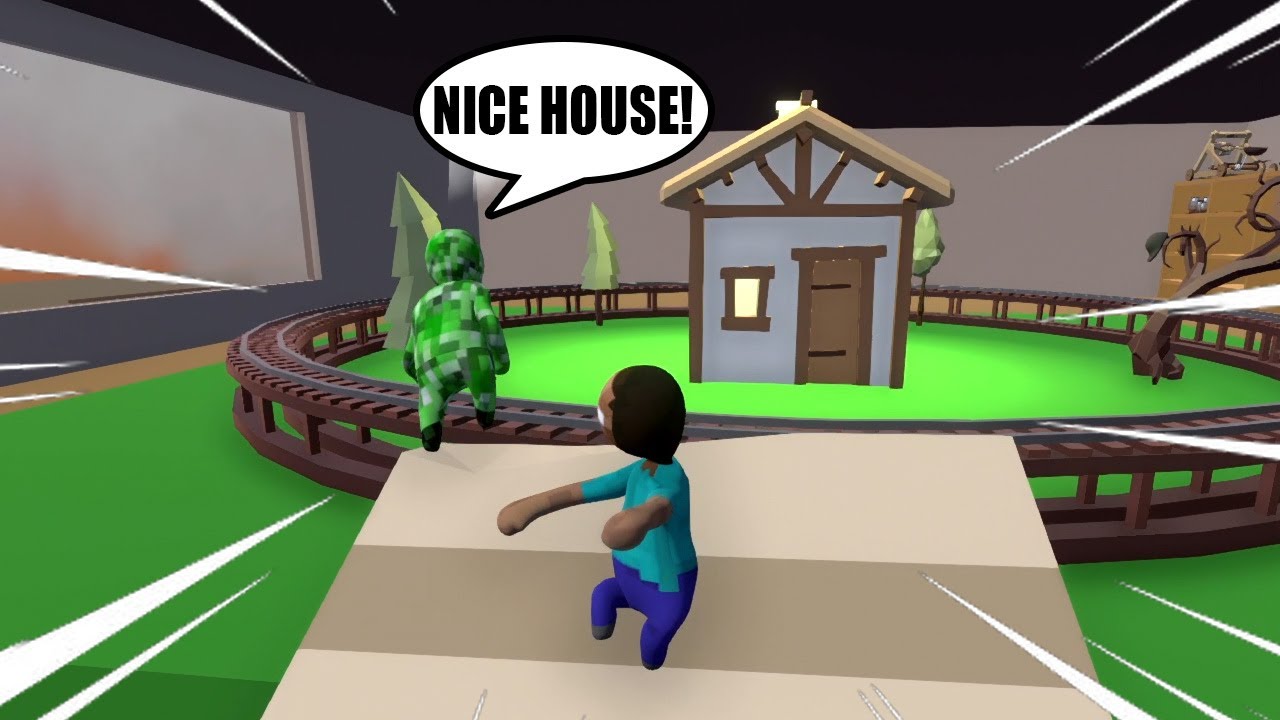 MINECRAFT STEVE AND CREEPER FOUND A NICE HOUSE in HUMAN FALL FLAT