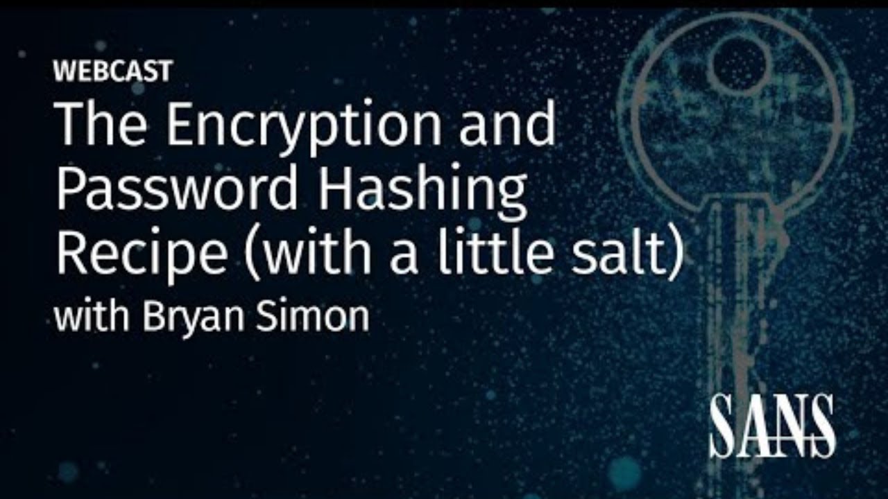 The Encryption and Password Hashing Recipe (with a little salt)