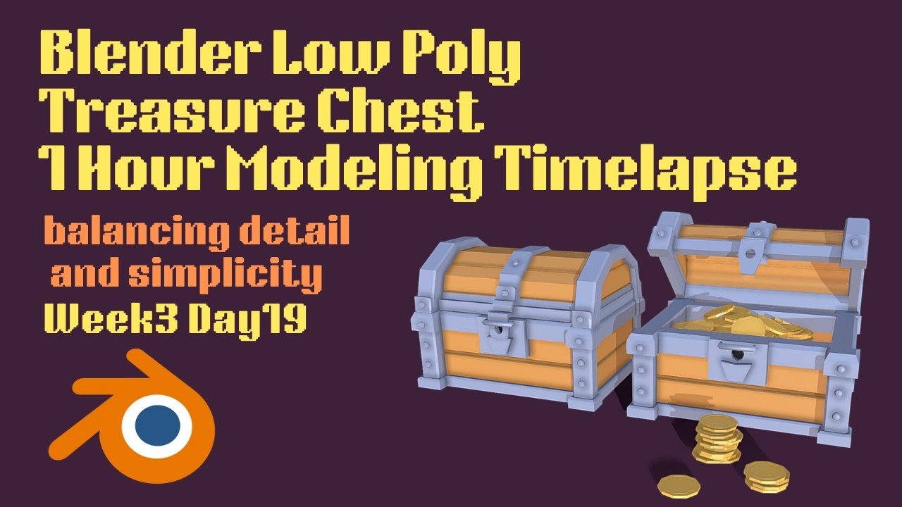 Blender Low Poly Treasure Chest | Week 3 Day 19 | Game Asset Modeling Timelapse