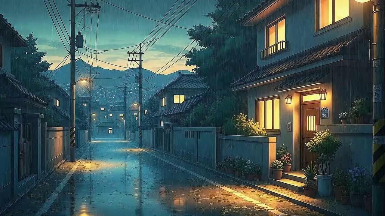 Rain Sounds with Lofi for Work in a Cozy Korean Night Ambience for Stress-Free Work 😌