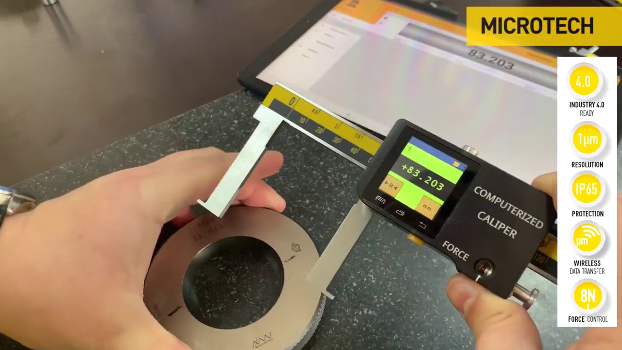 Messschieber mit Mikrocomputer mit nach aussen gewinkeltem Messschnabel - How to - Microtech