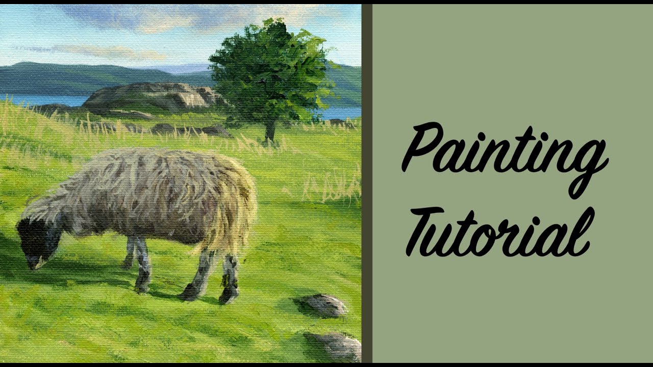 Sheep Grazing in the Morning Acrylic Painting Tutorial in REAL TIME