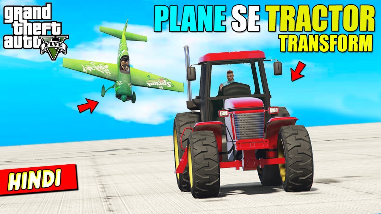 Amazing Plane Se Tractor Me Transform Parkour Race 🌟 | GTA 5 Hindi | GGMonFire