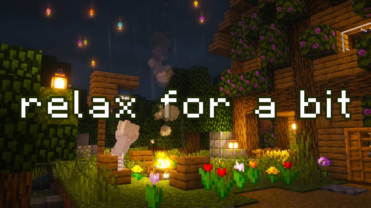 dont worry, you're safe here... ( minecraft music, rain & fire sounds )