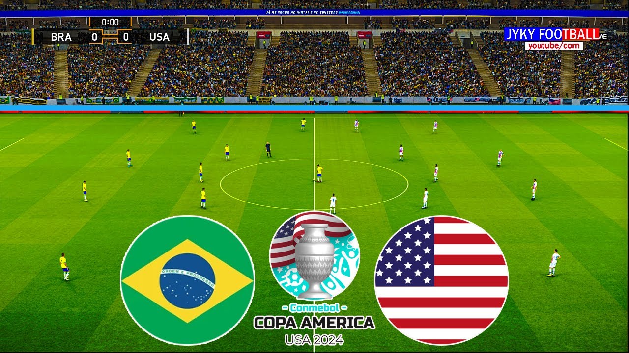 PES - Brazil vs USA Copa America 2024 - Full Match All Goals HD - eFootball Gameplay PC
