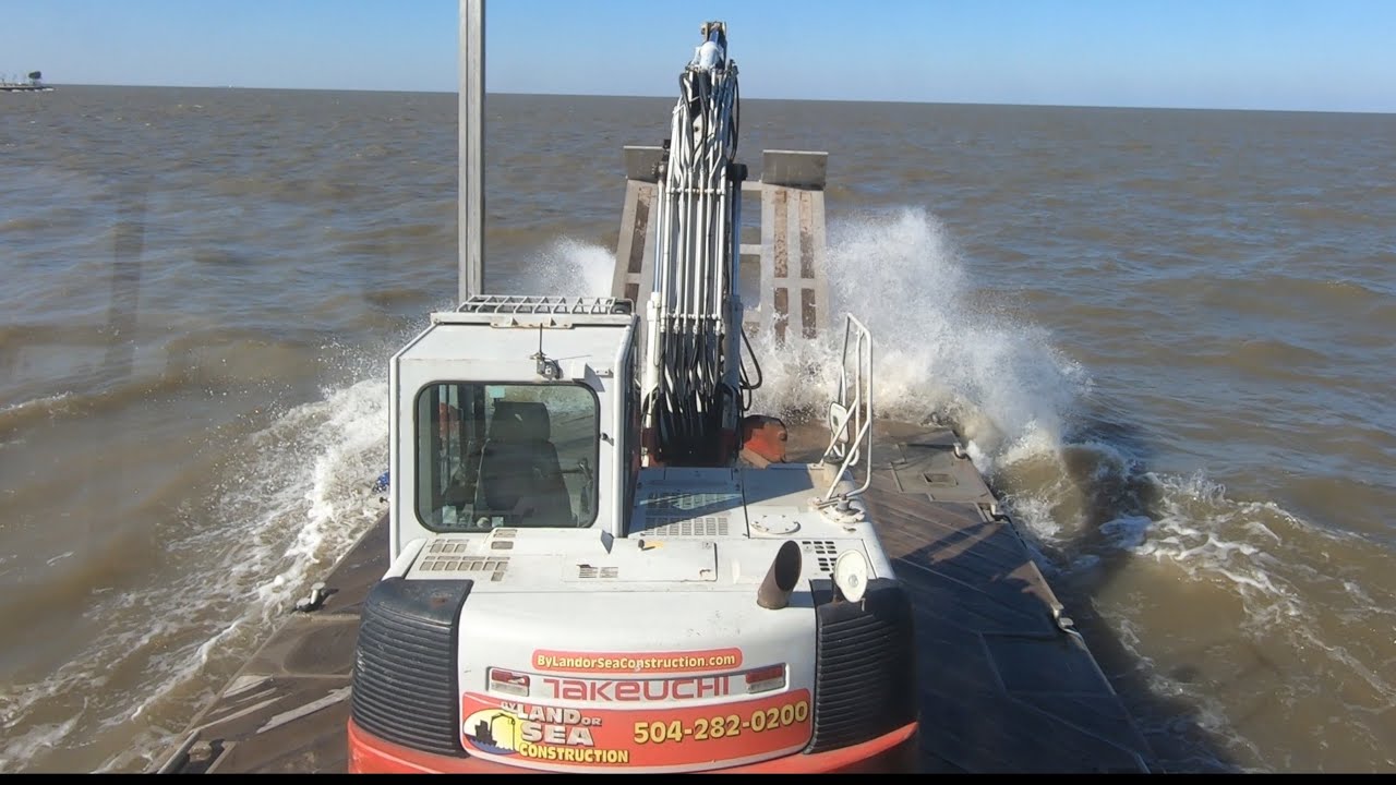 Spud Barge Adventure: Hauling an Excavator Through Locks & Heavy Seas to Tackle a Boathouse Project!