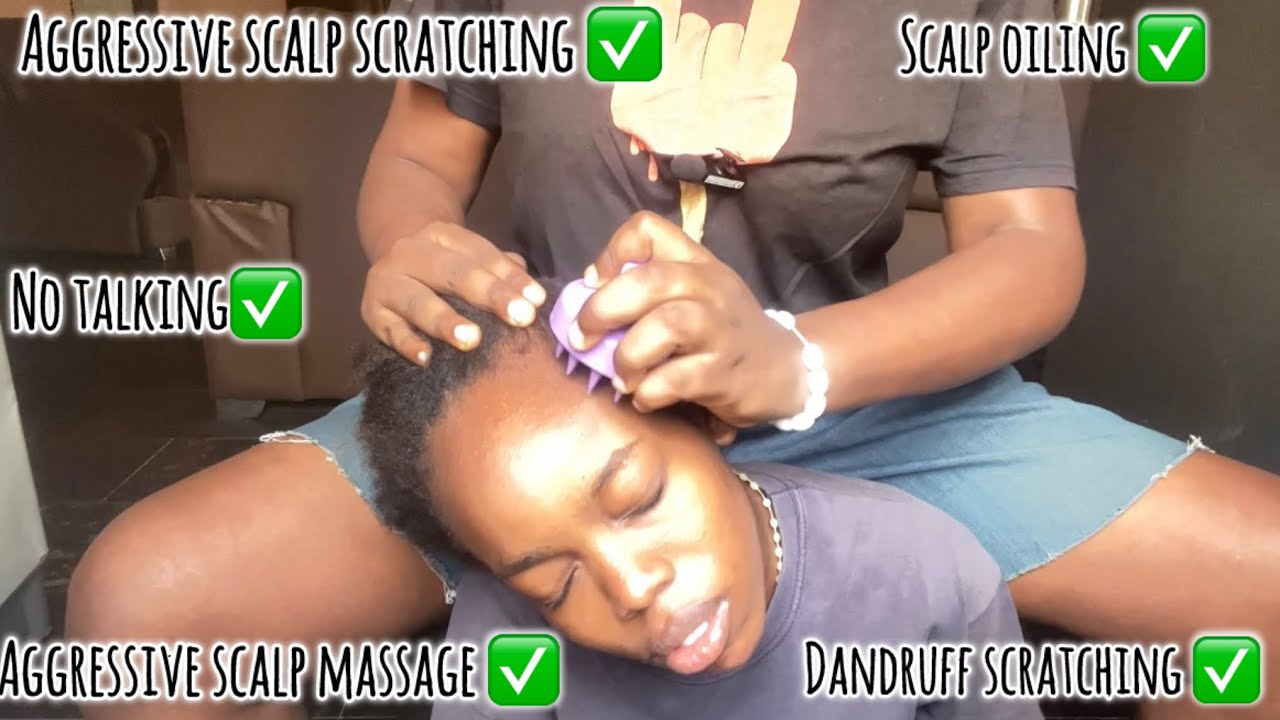 ASMR scalp scratching, scalp massage, scalp check, dandruff scratching, hair brushing& scalp oiling.