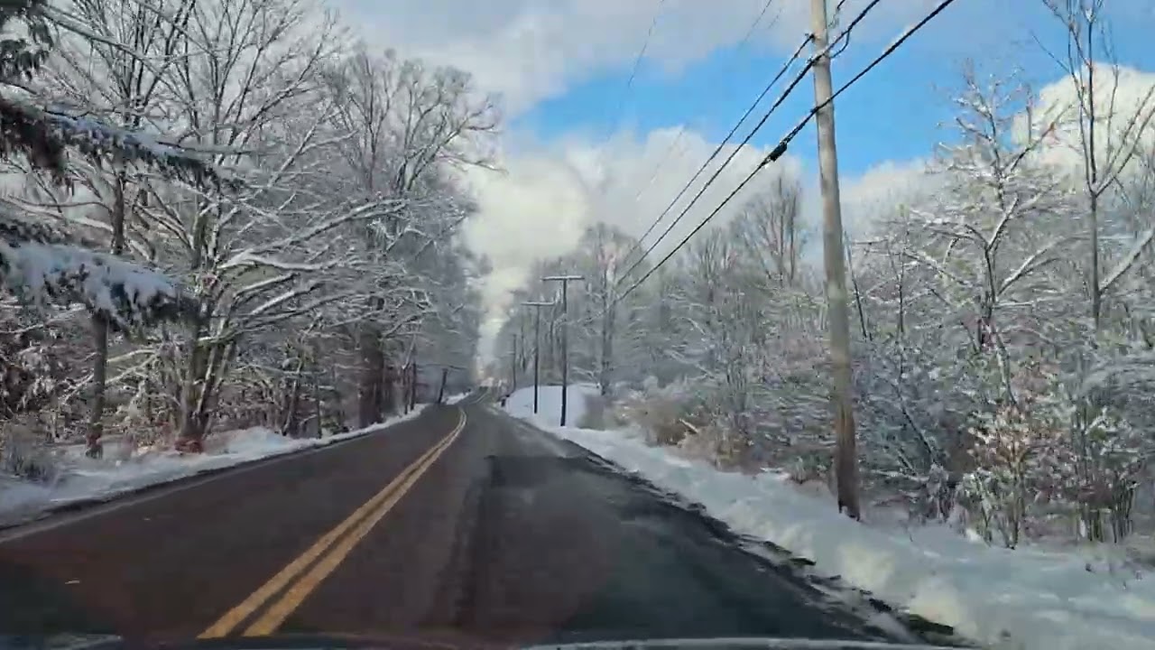 Driving the back road after snow fall