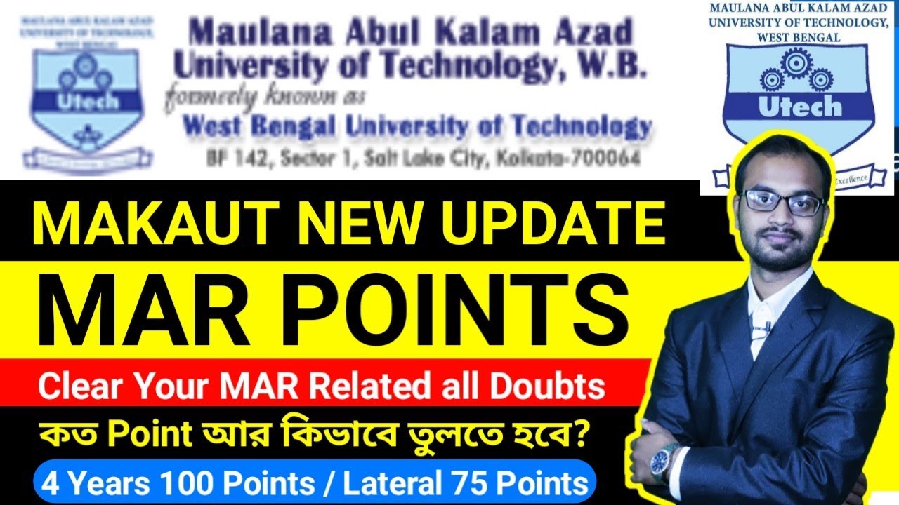 MAKAUT MAR Point Related Full information ||4Years B.Tech=100 /Lateral =75Points ||How to Achieve it