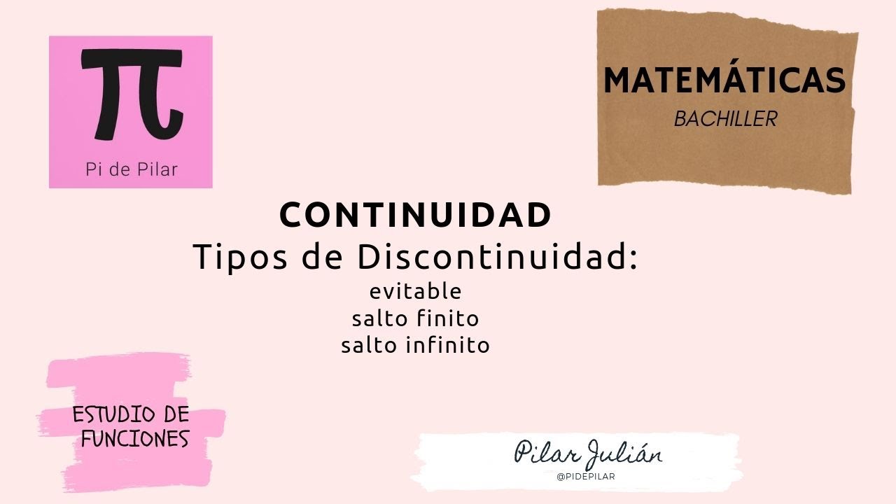 Tipos de Discontinuidad:evitable, salto finito e infinito ESTUDIO DE FUNCIONES   @pidepilar,