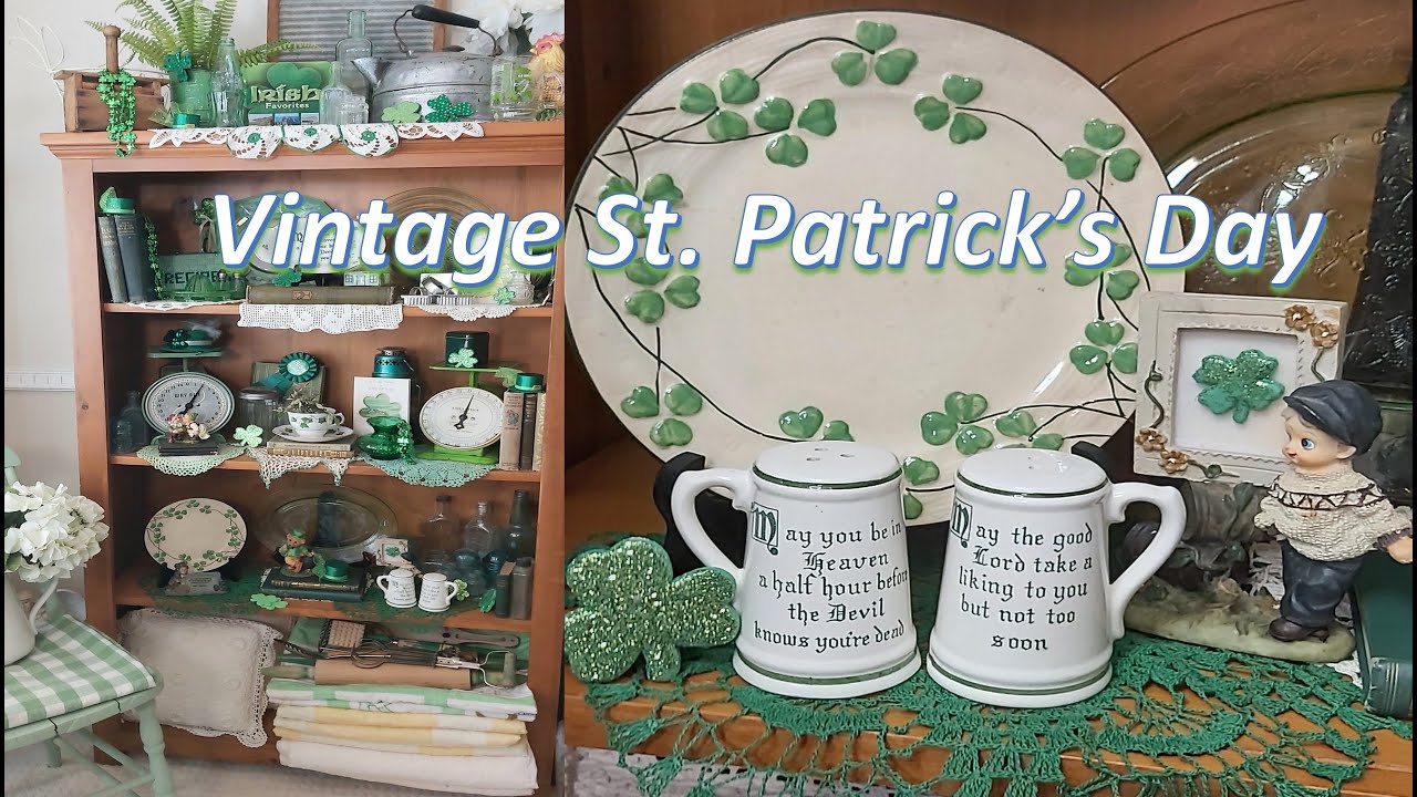 Green Decor for a Vintage St. Patrick's Day  #stpatricksday #greendecor #vintage