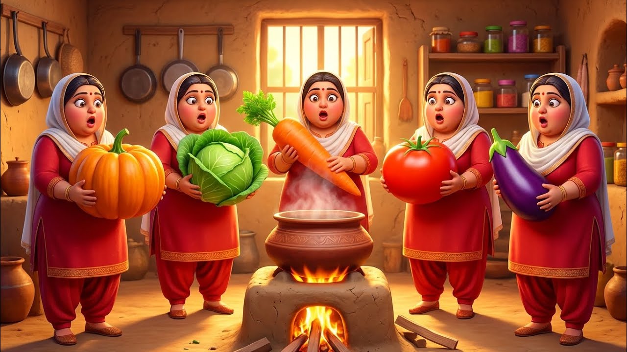 بہت بڑی سبزیوں سے گاؤں کی لڑکیوں کی کوکنگ 😍 | Giant Vegetable Cooking Story
