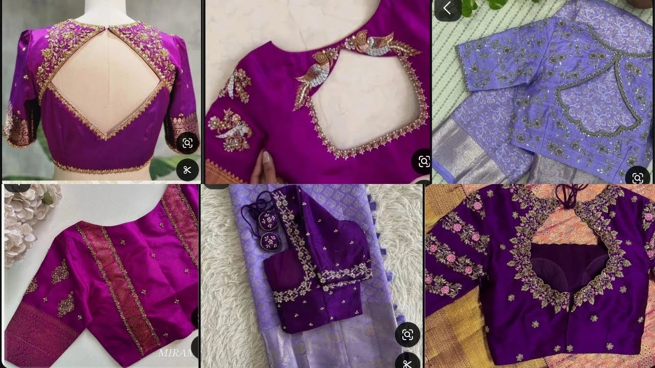 TRENDING PURPLE💜💜 AARI WORK BLOUSE DESIGN | bridal blouses collection | #aariworkblouse #maggam