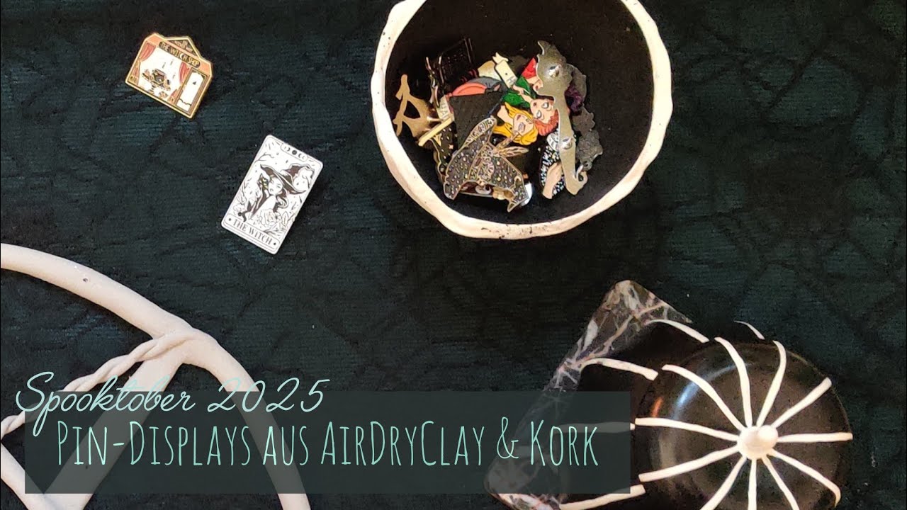 Spooktober 2025 | witchy & spooky Pin-Displays aus Air Dry Clay & Kork basteln | dekoriat