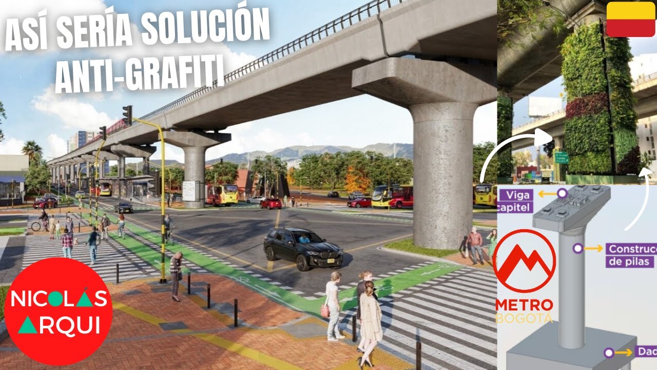 Así Sería Protección Anti-Grafiti de las Pilas (Columnas) de la Primera Linea del Metro de Bogotá 🇨🇴