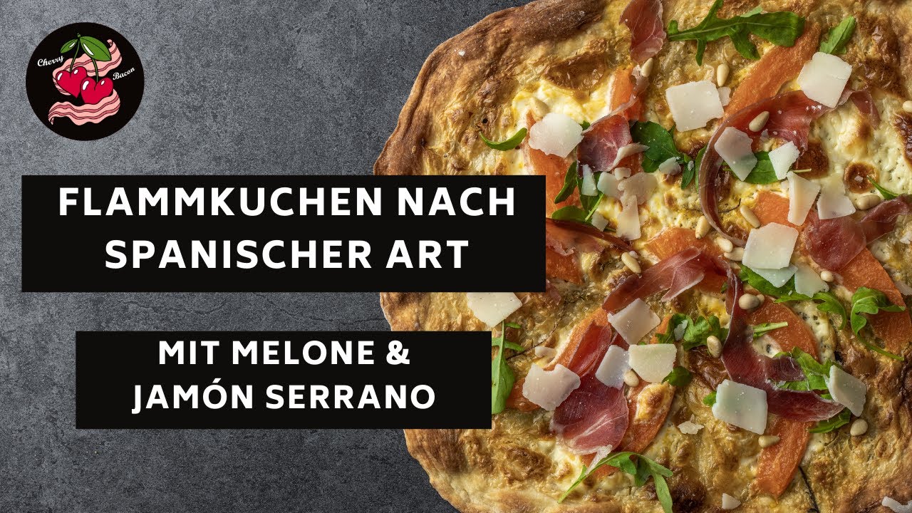 Flammkuchen nach spanischer art. Mit Melone & Jamon Serrano