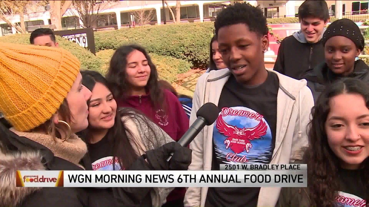 Gage Park High School students drop off donations at WGN Food Drive 2019