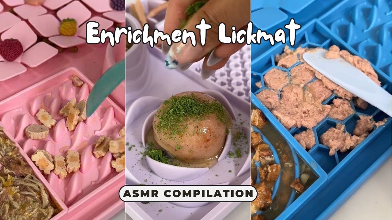 Cat Enrichment Lickmat ASMR Compilation #2 | relaxing cat food sounds