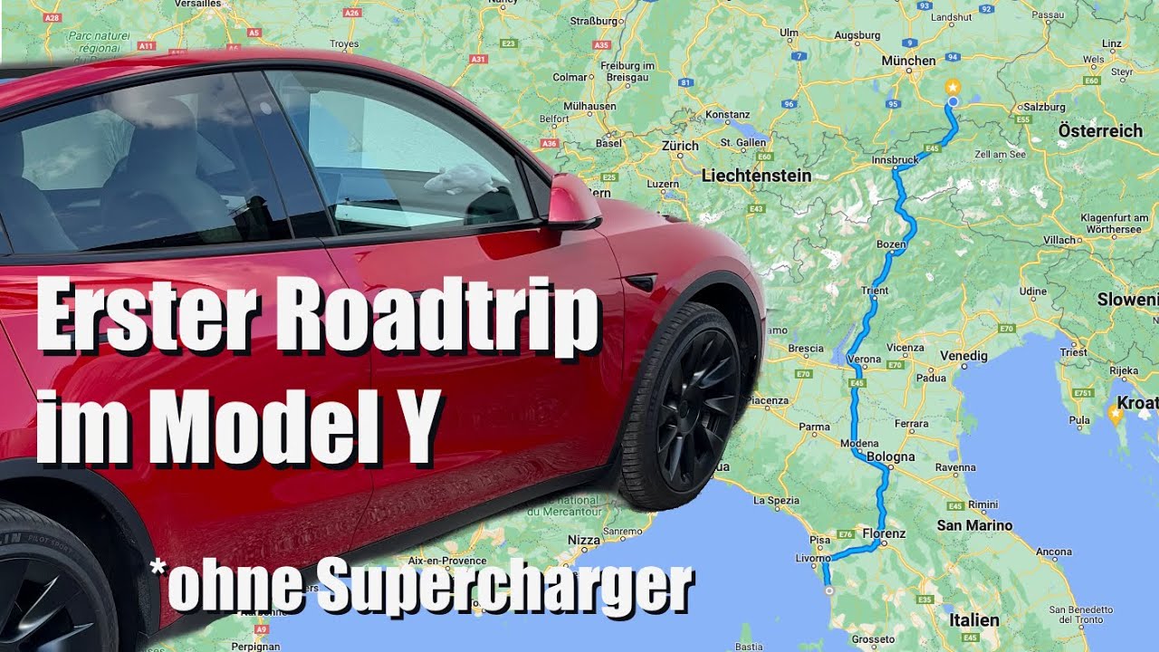 Roadtrip mit Model Y - Ohne Supercharger dafür mit Enel X 