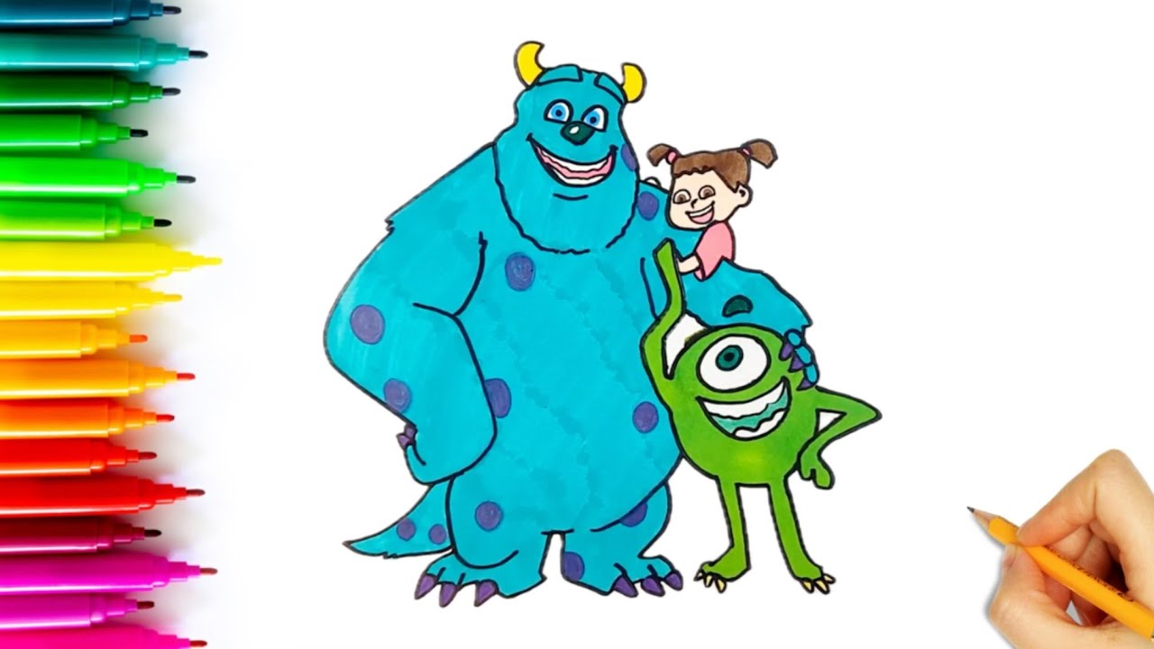 How To Draw Monster Inc. Characters | Boo, James P Sullivan, & Mike Wazowski Step by Step for Kids!