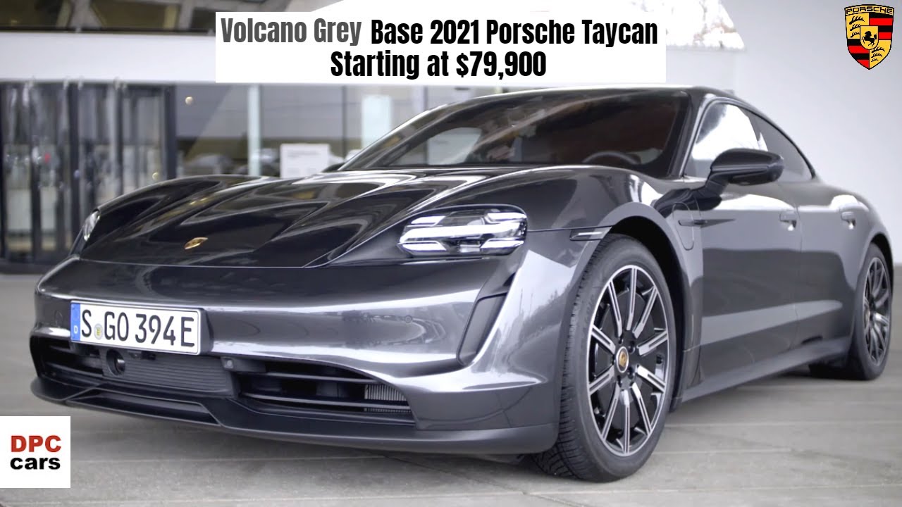 Base 2021 Porsche Taycan in Volcano Grey Starting at $79,900