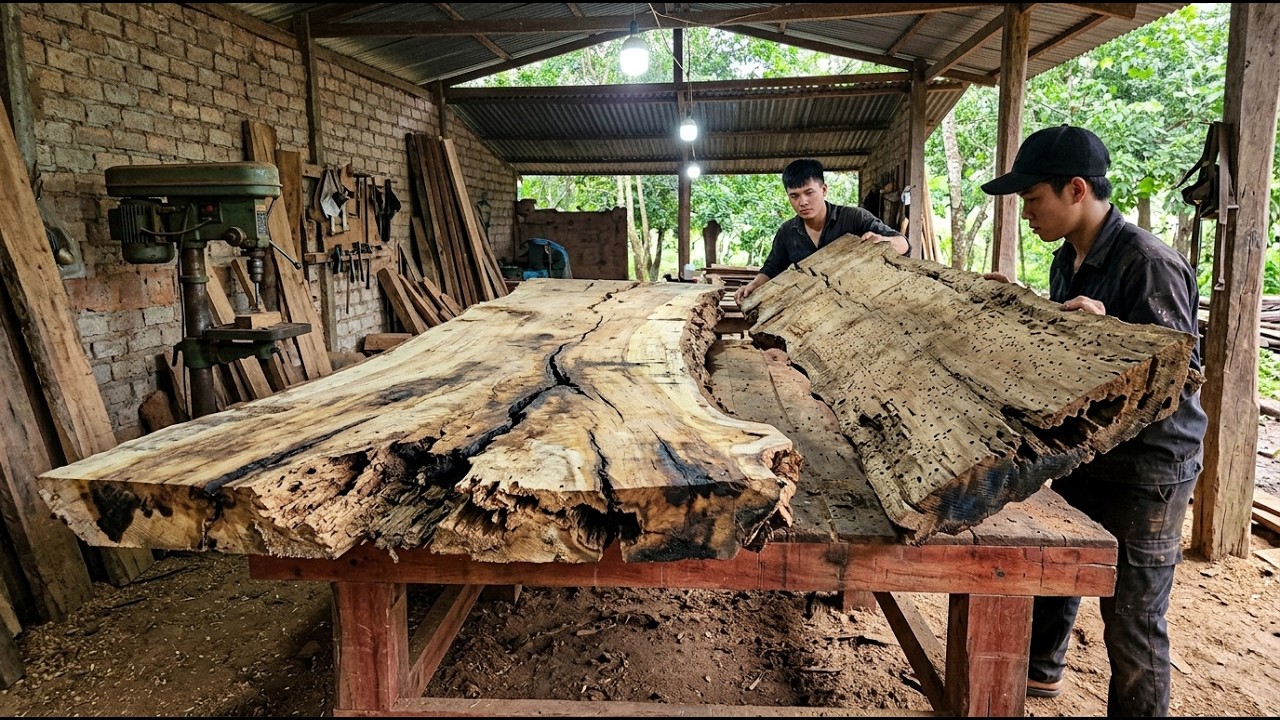 Nobody Wanted This Rotten Wood Slab… Until They Became a Beautiful Piece!
